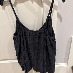 Gray Smocked Camisole Top with Thin Straps